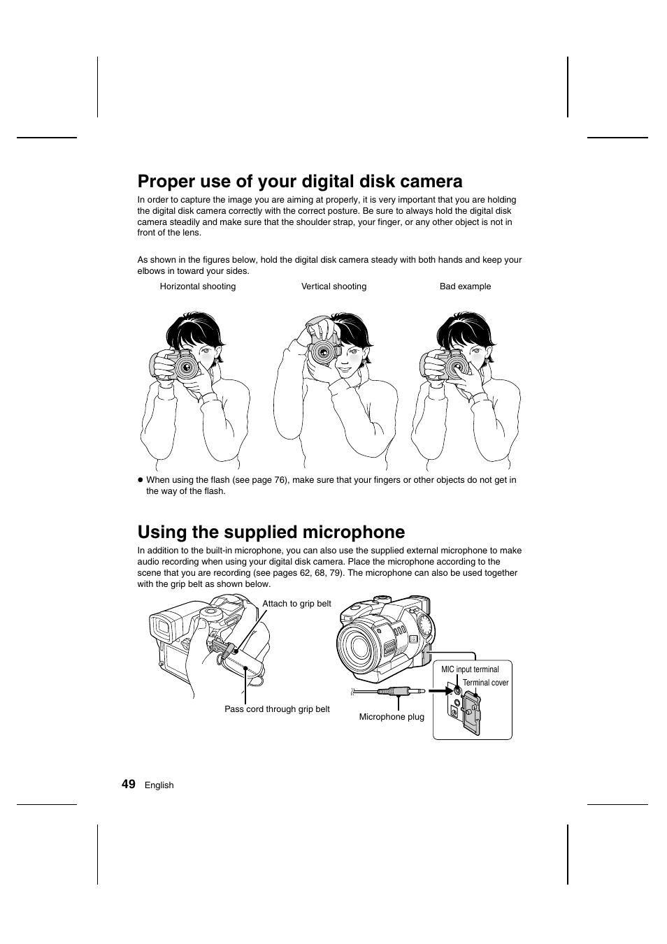 Proper use of your digital disk camera, Using the supplied microphone | Sanyo IDC-1000ZU User Manual | Page 50 / 175