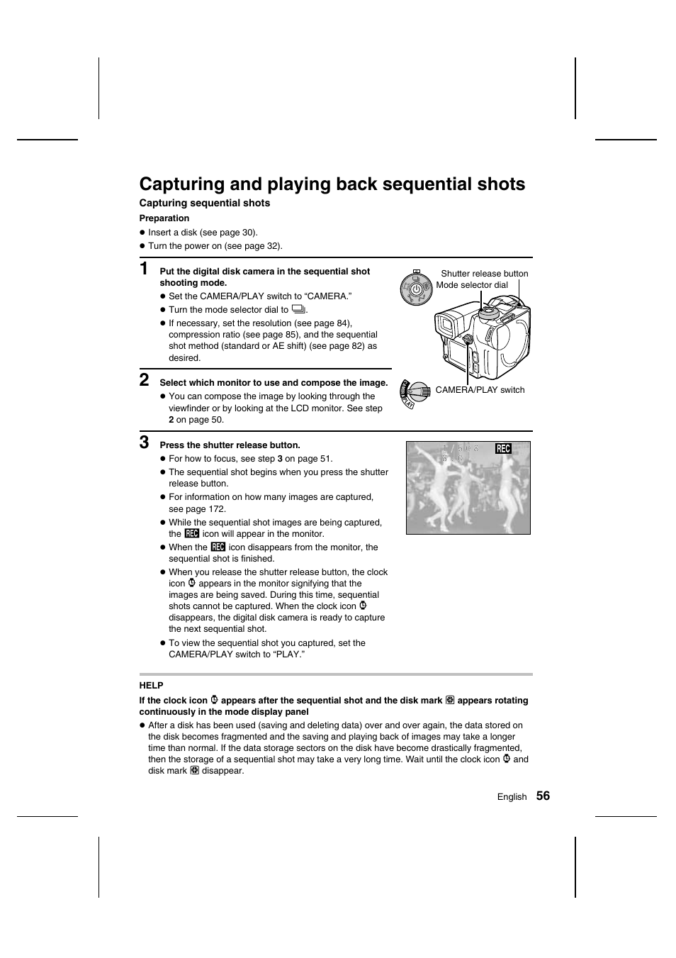 Capturing and playing back sequential shots | Sanyo IDC-1000ZU User Manual | Page 57 / 175