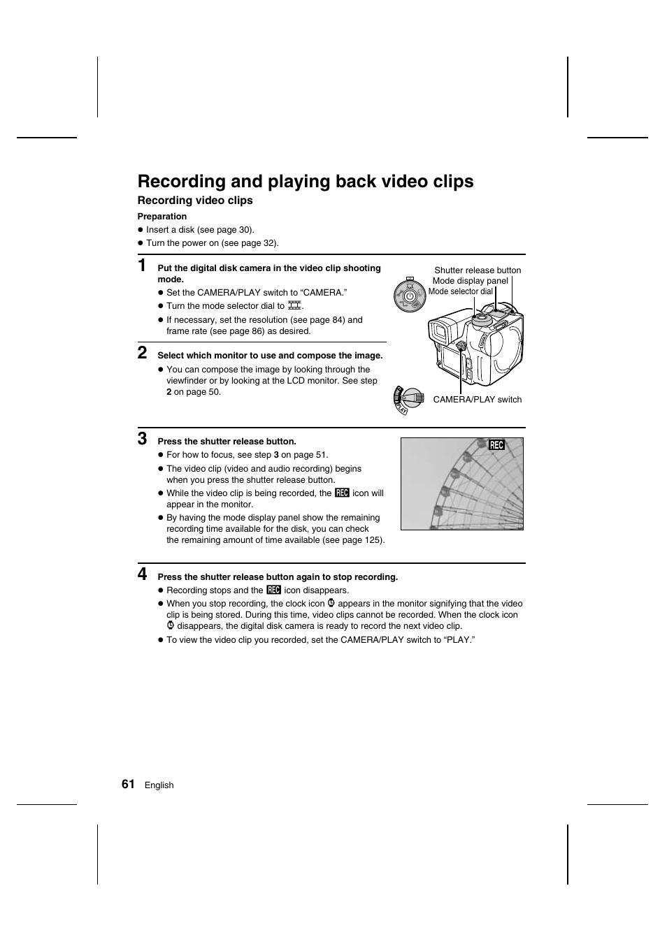 Recording and playing back video clips | Sanyo IDC-1000ZU User Manual | Page 62 / 175