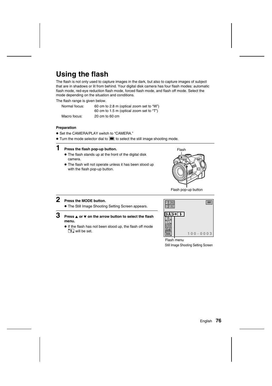 Using the flash | Sanyo IDC-1000ZU User Manual | Page 77 / 175