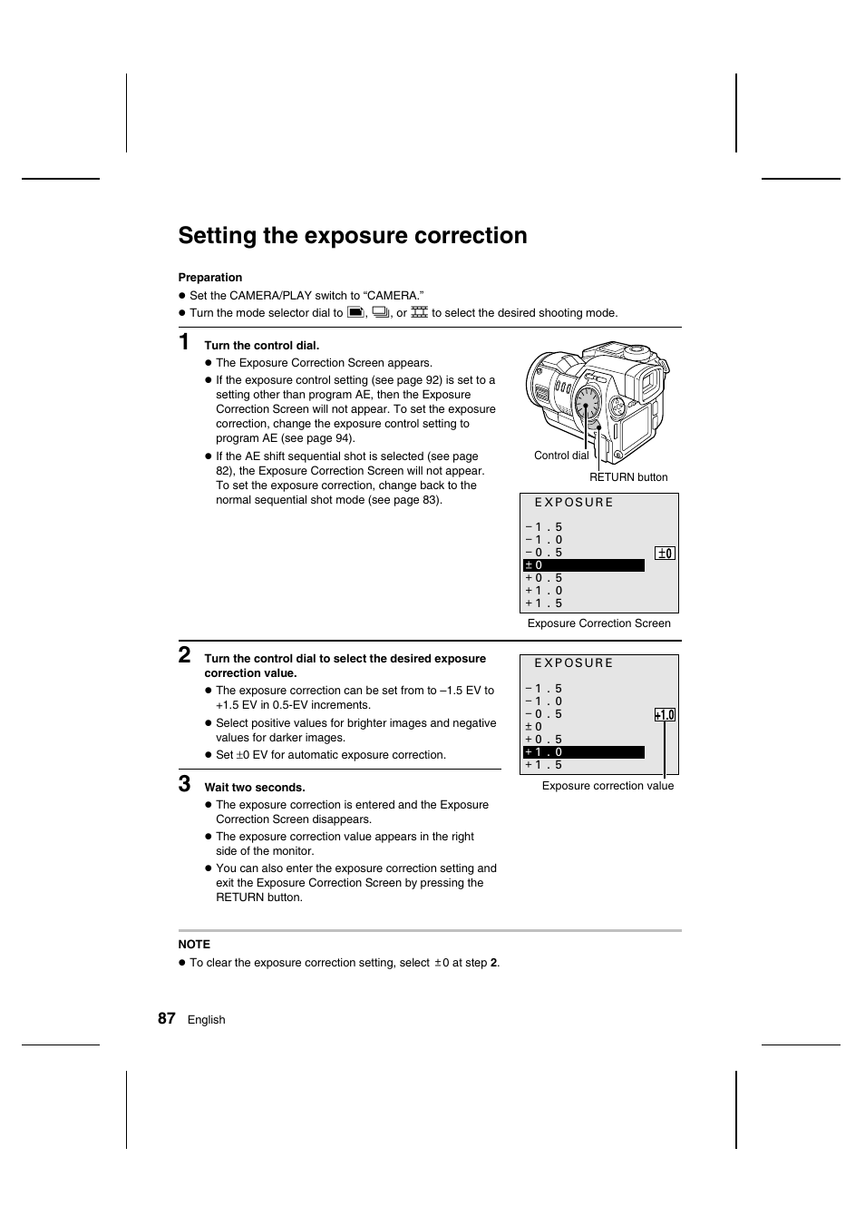 Setting the exposure correction | Sanyo IDC-1000ZU User Manual | Page 88 / 175