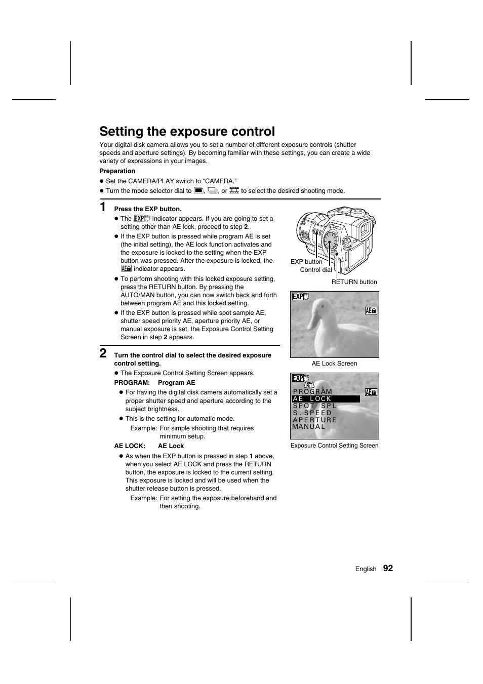 Setting the exposure control | Sanyo IDC-1000ZU User Manual | Page 93 / 175
