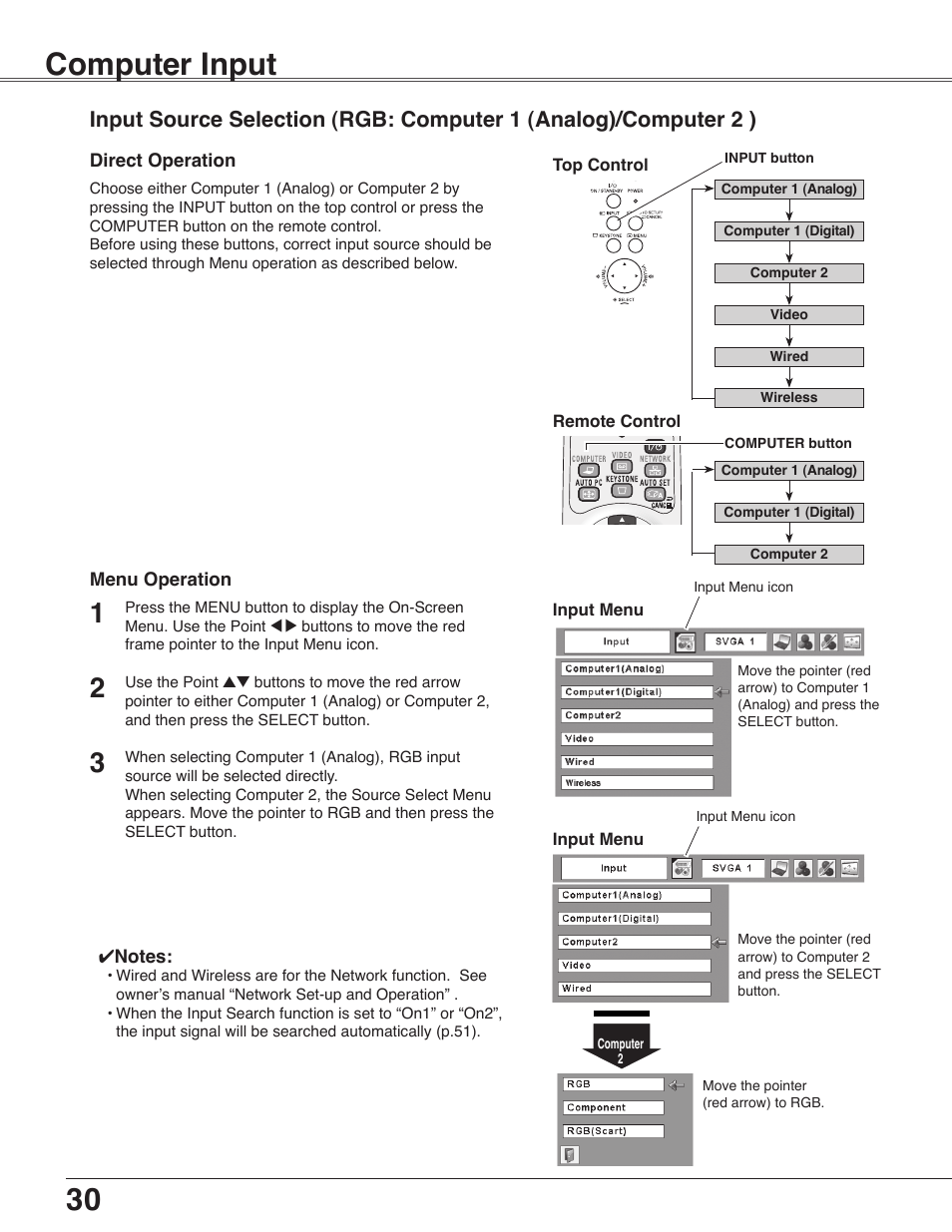 Computer input | Sanyo PLC-WXU30 User Manual | Page 30 / 82