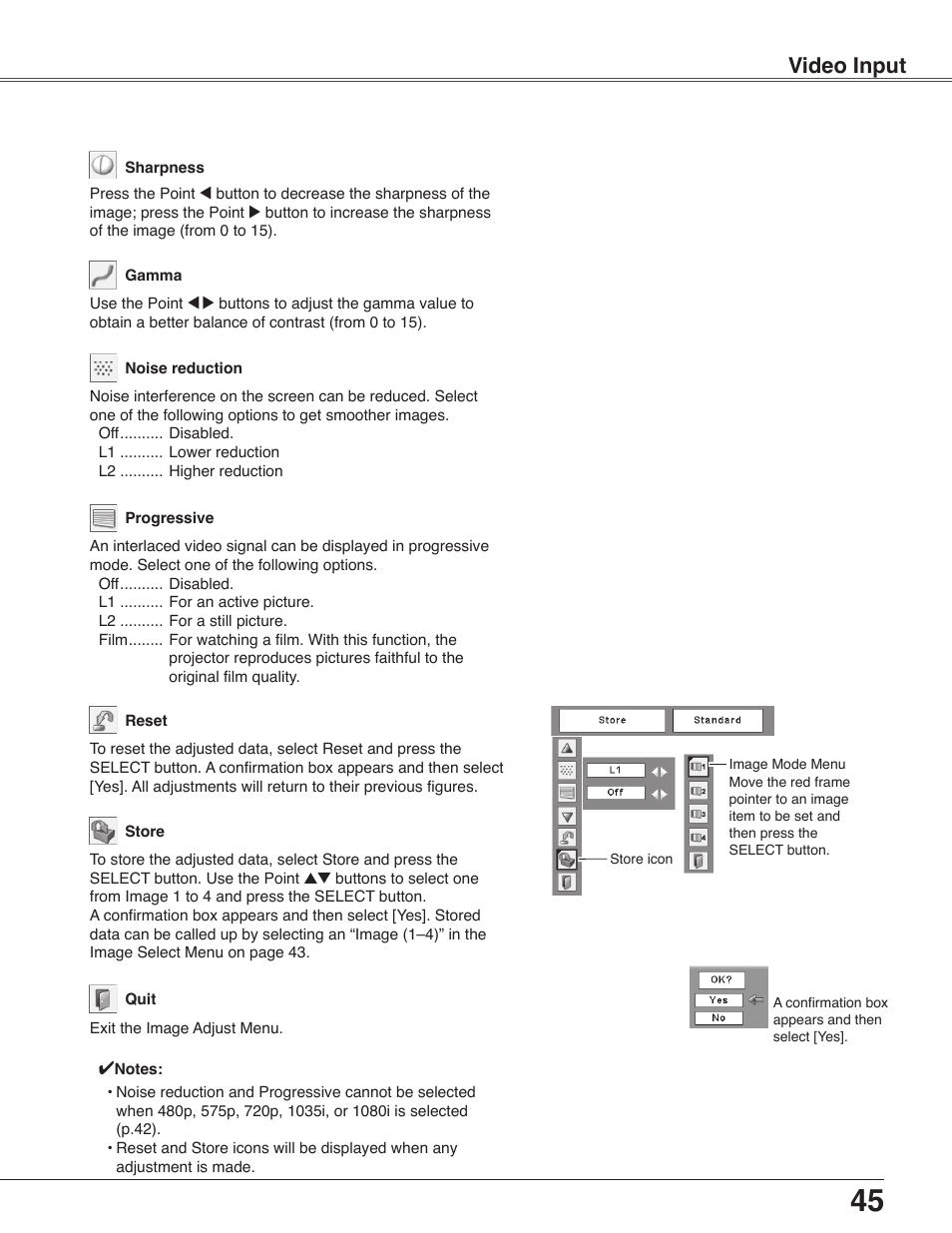 Video input | Sanyo PLC-WXU30 User Manual | Page 45 / 82