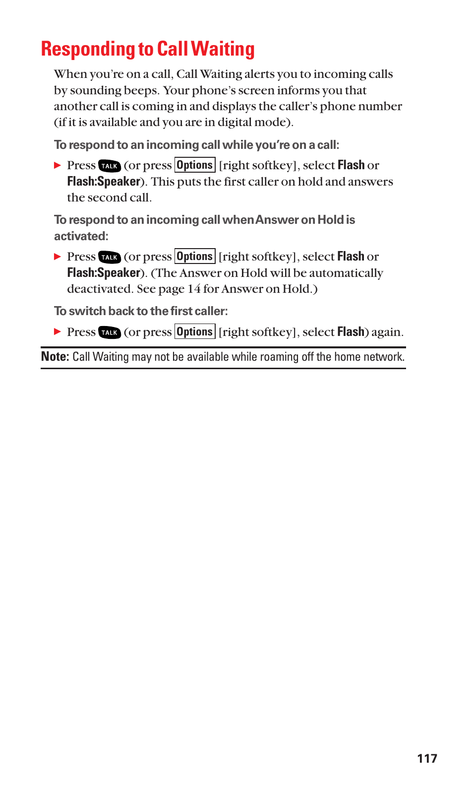 Responding to call waiting | Sanyo BELL SCP-2400 User Manual | Page 125 / 140