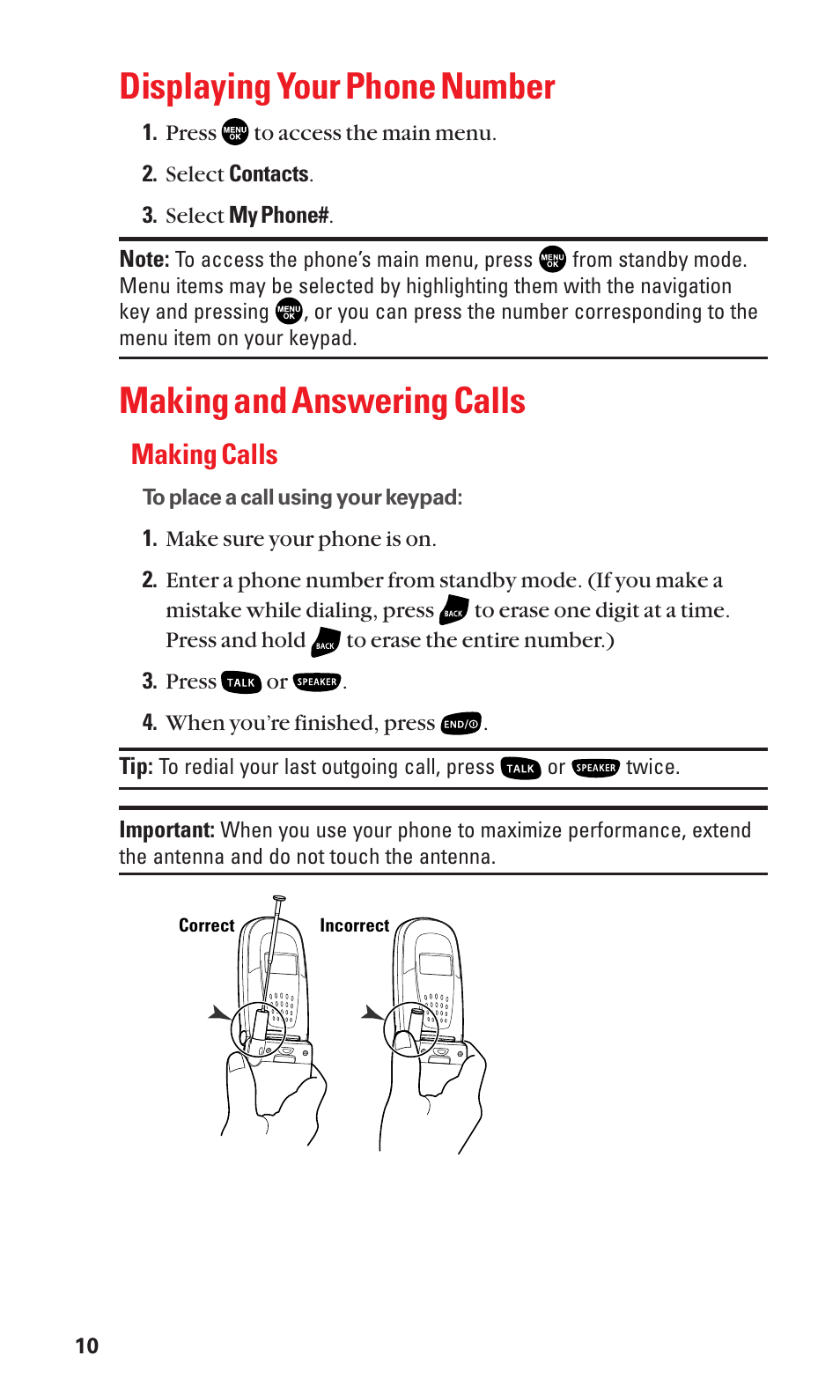 Displaying your phone number, Making and answering calls, Making calls | Sanyo BELL SCP-2400 User Manual | Page 18 / 140