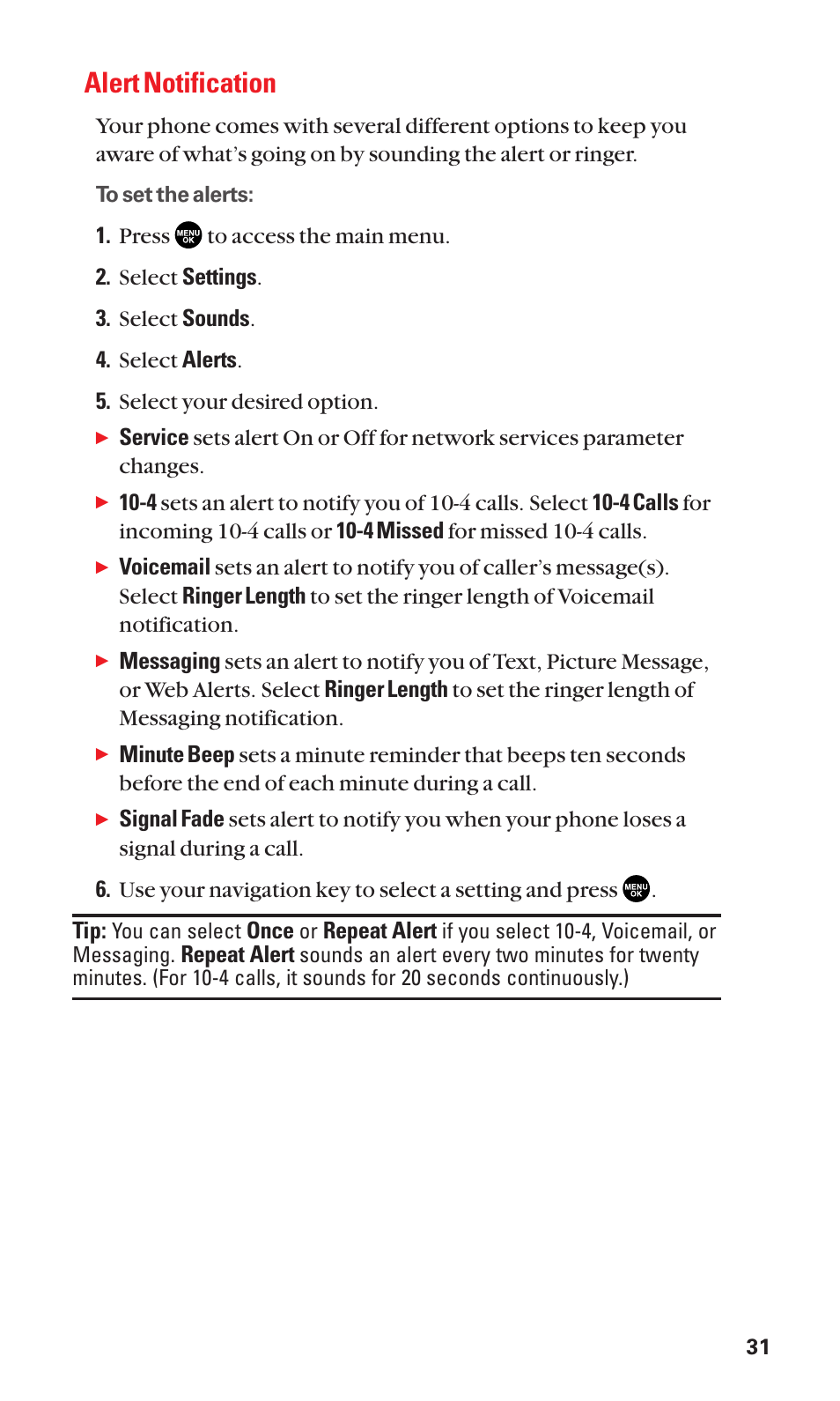 Alert notification | Sanyo BELL SCP-2400 User Manual | Page 39 / 140
