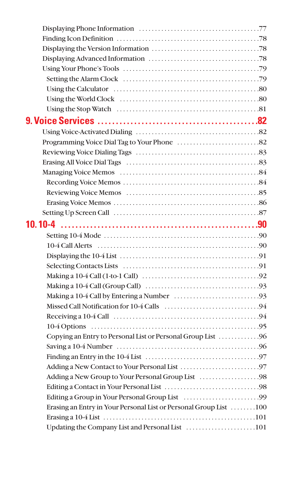 Voice services | Sanyo BELL SCP-2400 User Manual | Page 6 / 140