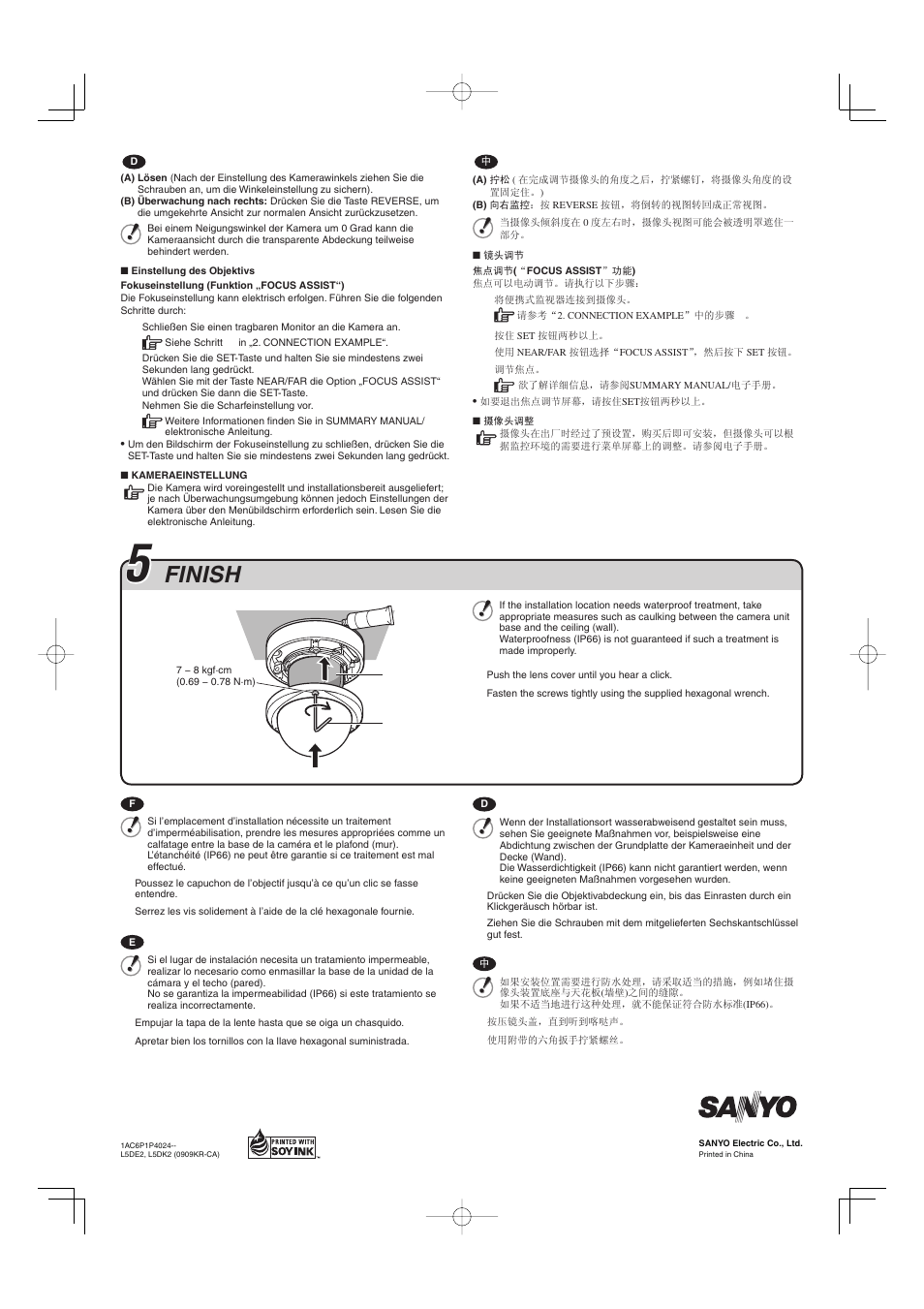 Finish | Sanyo VDC-HD3100P/HD3100 User Manual | Page 6 / 6