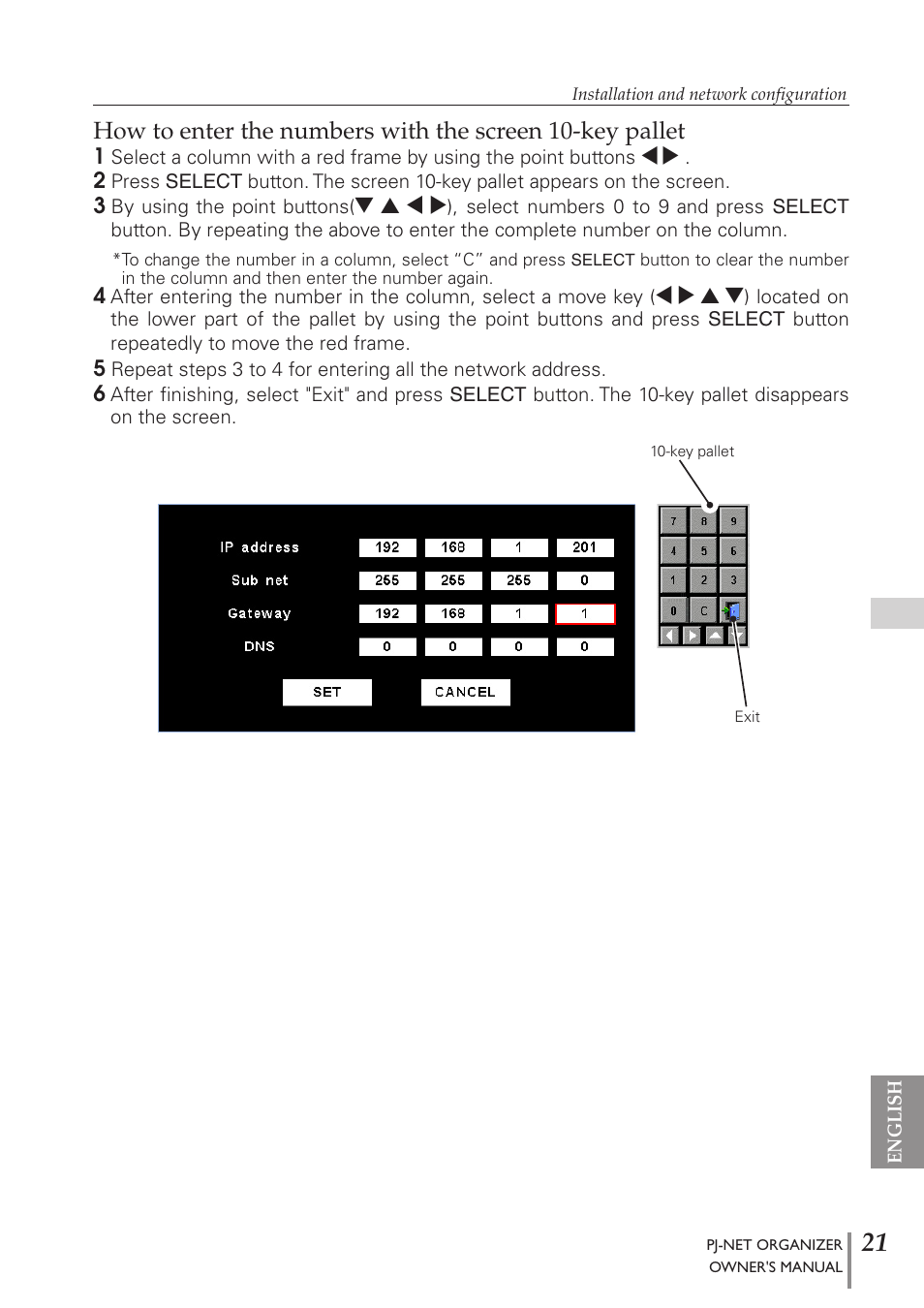 Sanyo PJ-Net Organizer Plus POA-PN40 User Manual | Page 21 / 86