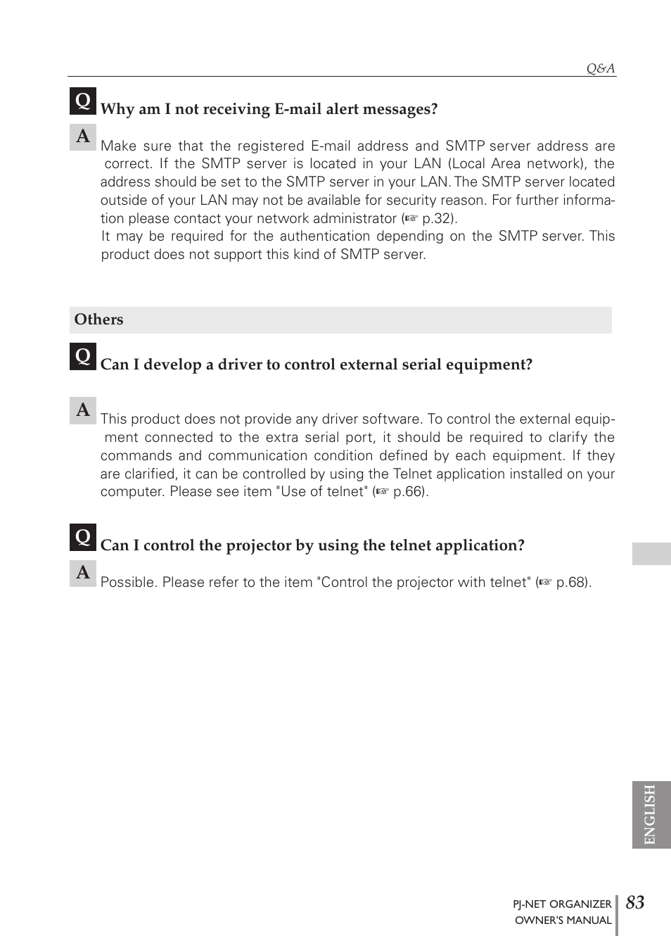 Sanyo PJ-Net Organizer Plus POA-PN40 User Manual | Page 83 / 86