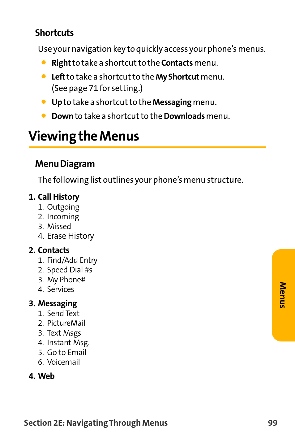 Viewing the menus, Shortcuts, Menu diagram | Sanyo VL-2300 User Manual | Page 111 / 286