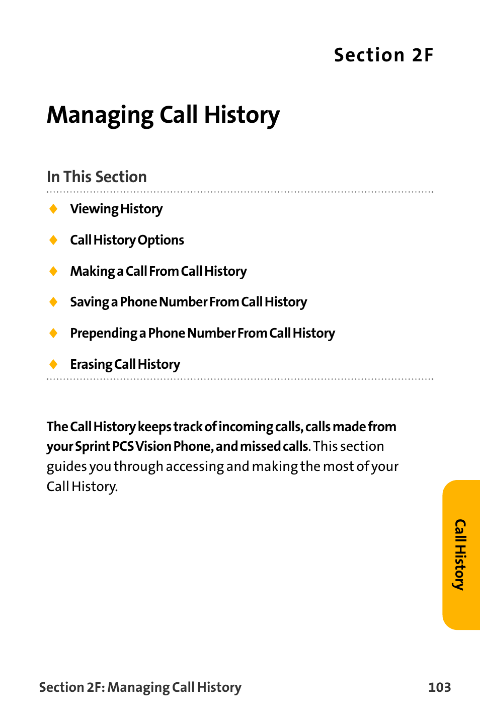 Managing call history | Sanyo VL-2300 User Manual | Page 115 / 286