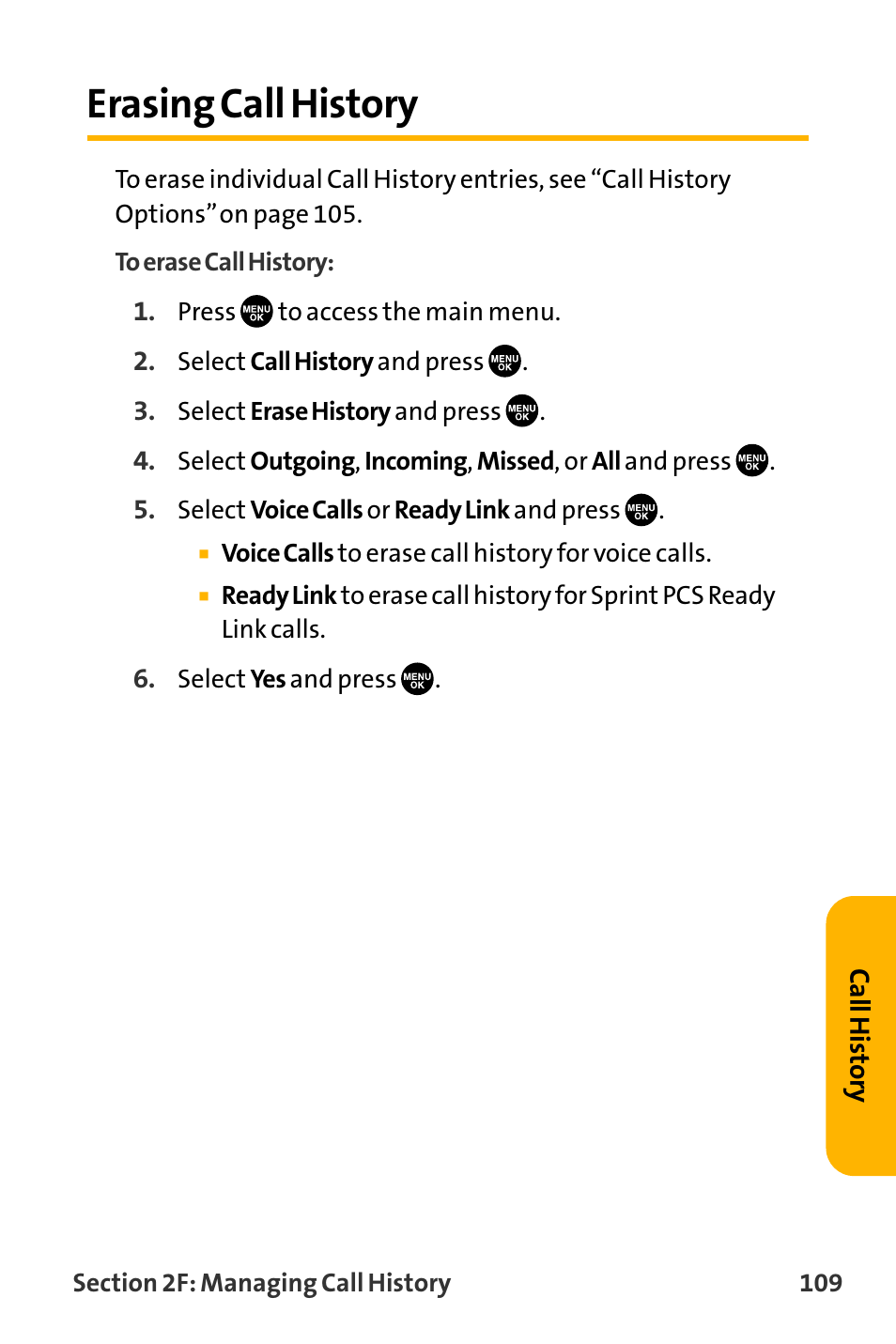 Erasing call history | Sanyo VL-2300 User Manual | Page 121 / 286