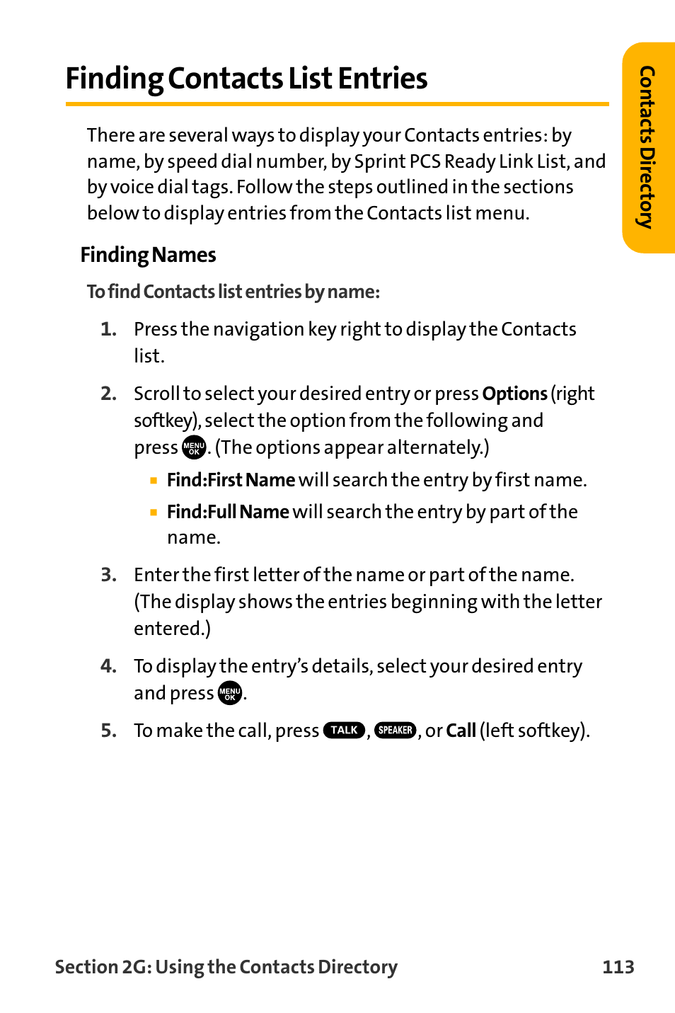 Finding contacts list entries | Sanyo VL-2300 User Manual | Page 125 / 286