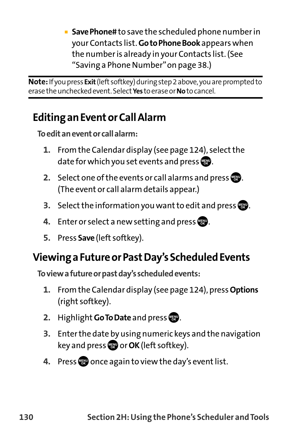 Editing an event or call alarm, Viewing a future or past day’s scheduled events | Sanyo VL-2300 User Manual | Page 142 / 286