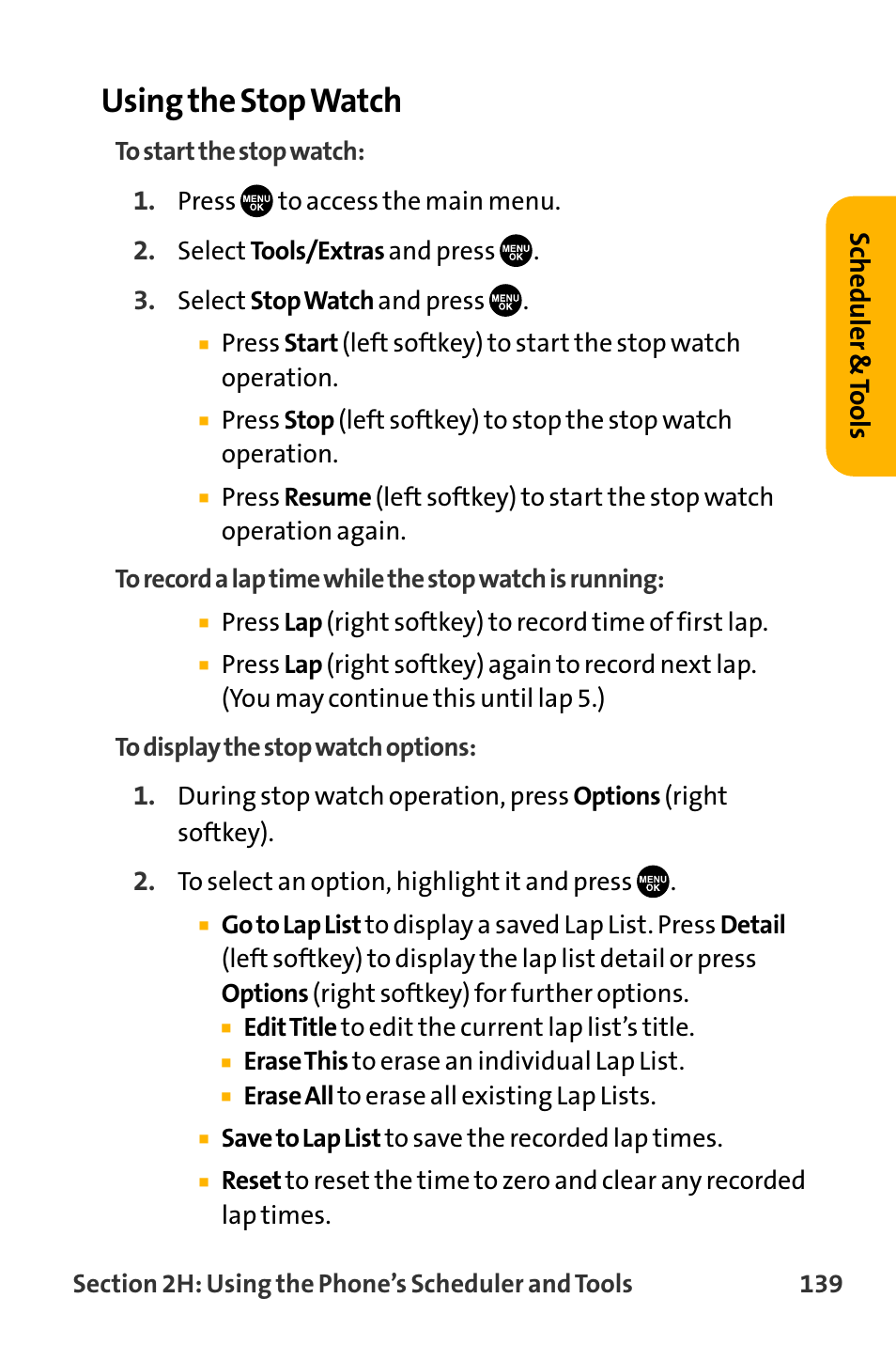 Using the stop watch, Scheduler & tools | Sanyo VL-2300 User Manual | Page 151 / 286