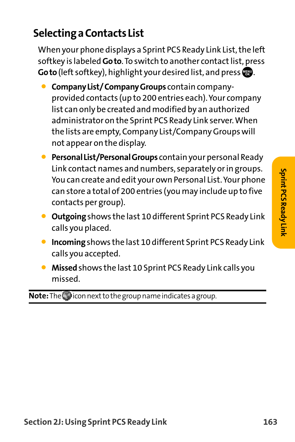 Selecting a contacts list | Sanyo VL-2300 User Manual | Page 175 / 286