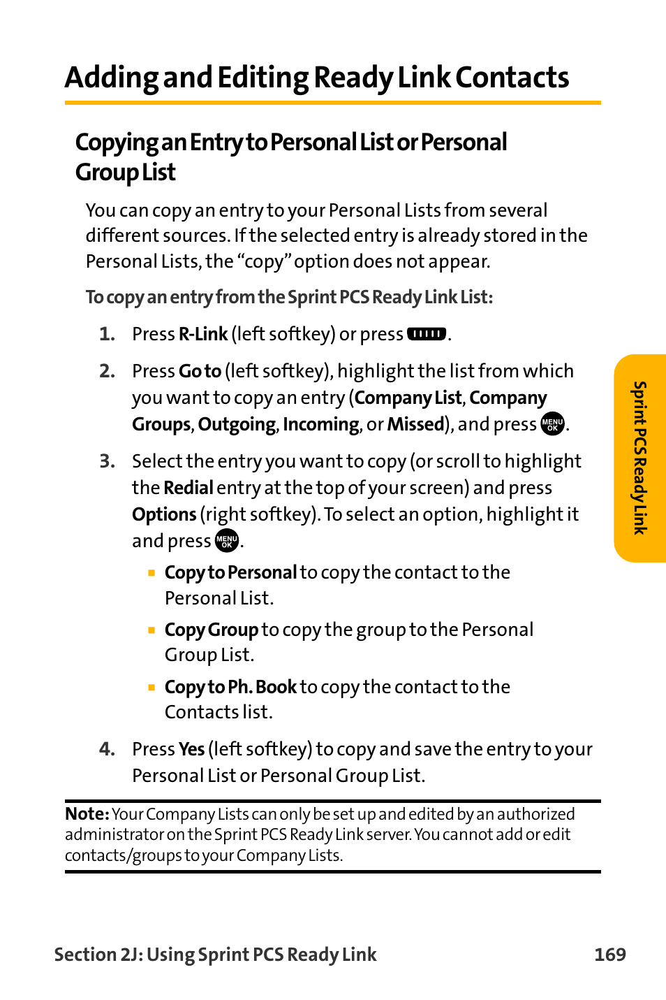Adding and editing ready lin, Adding and editing ready link contacts | Sanyo VL-2300 User Manual | Page 181 / 286