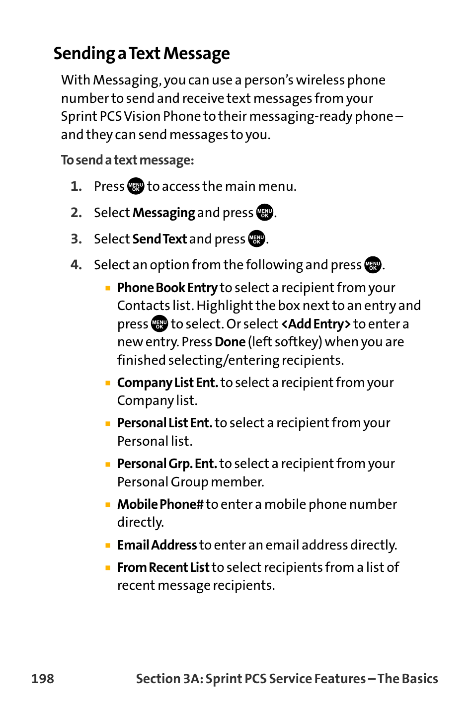 Sending a text message | Sanyo VL-2300 User Manual | Page 210 / 286