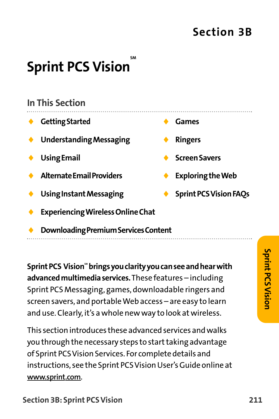 Sprint pcs vision | Sanyo VL-2300 User Manual | Page 223 / 286