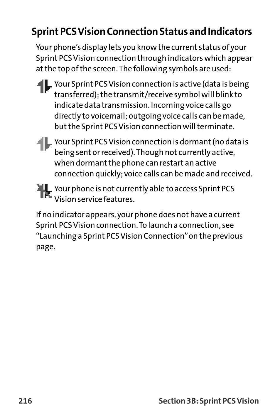 Sprint pcs vision connection status and indicators | Sanyo VL-2300 User Manual | Page 228 / 286