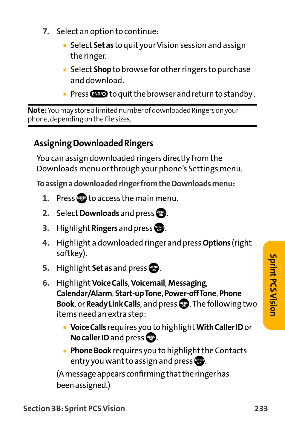 Assigning downloaded ringers | Sanyo VL-2300 User Manual | Page 245 / 286