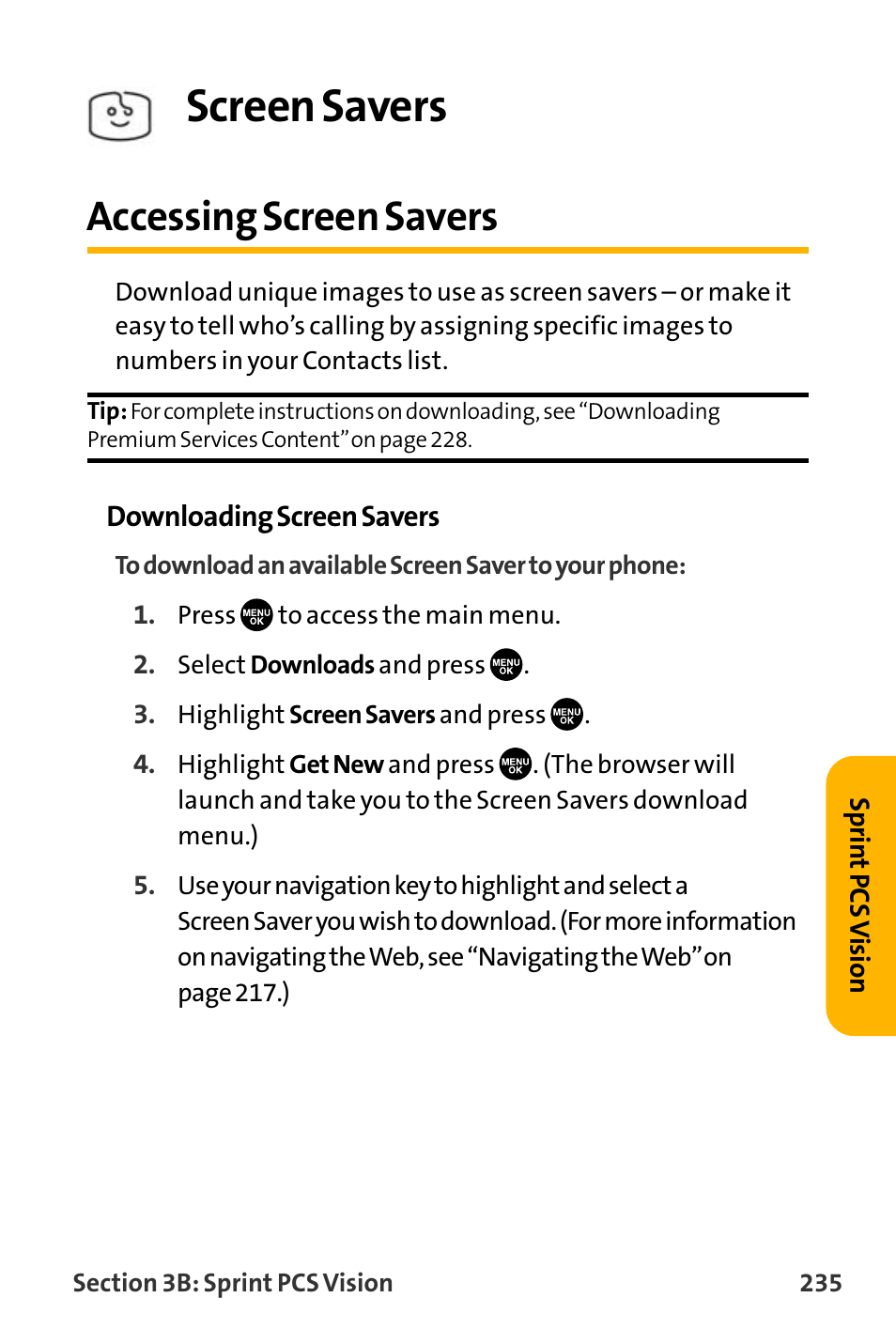 Accessing screen savers, Screen savers | Sanyo VL-2300 User Manual | Page 247 / 286