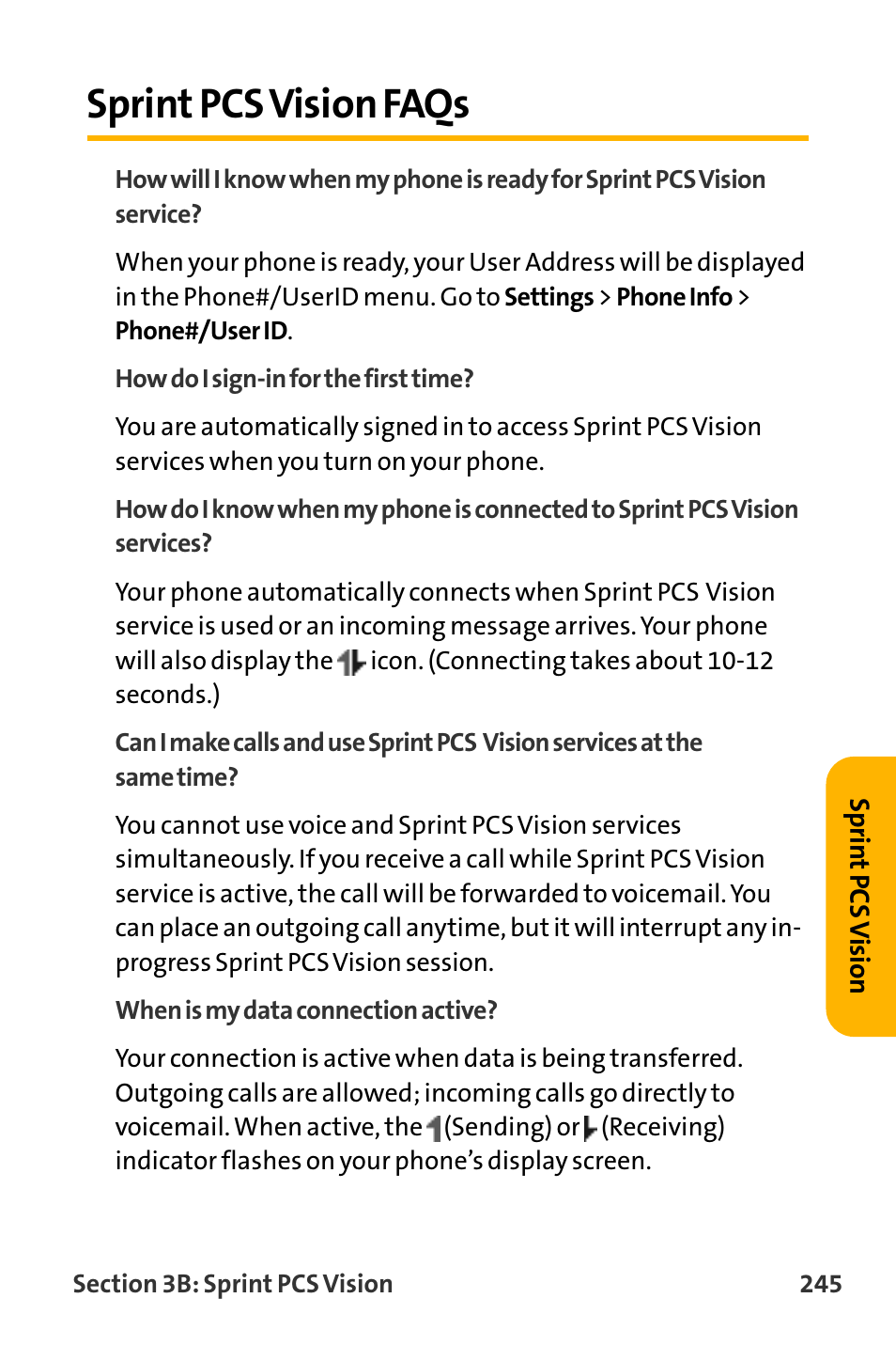 Sprint pcs vision faqs | Sanyo VL-2300 User Manual | Page 257 / 286