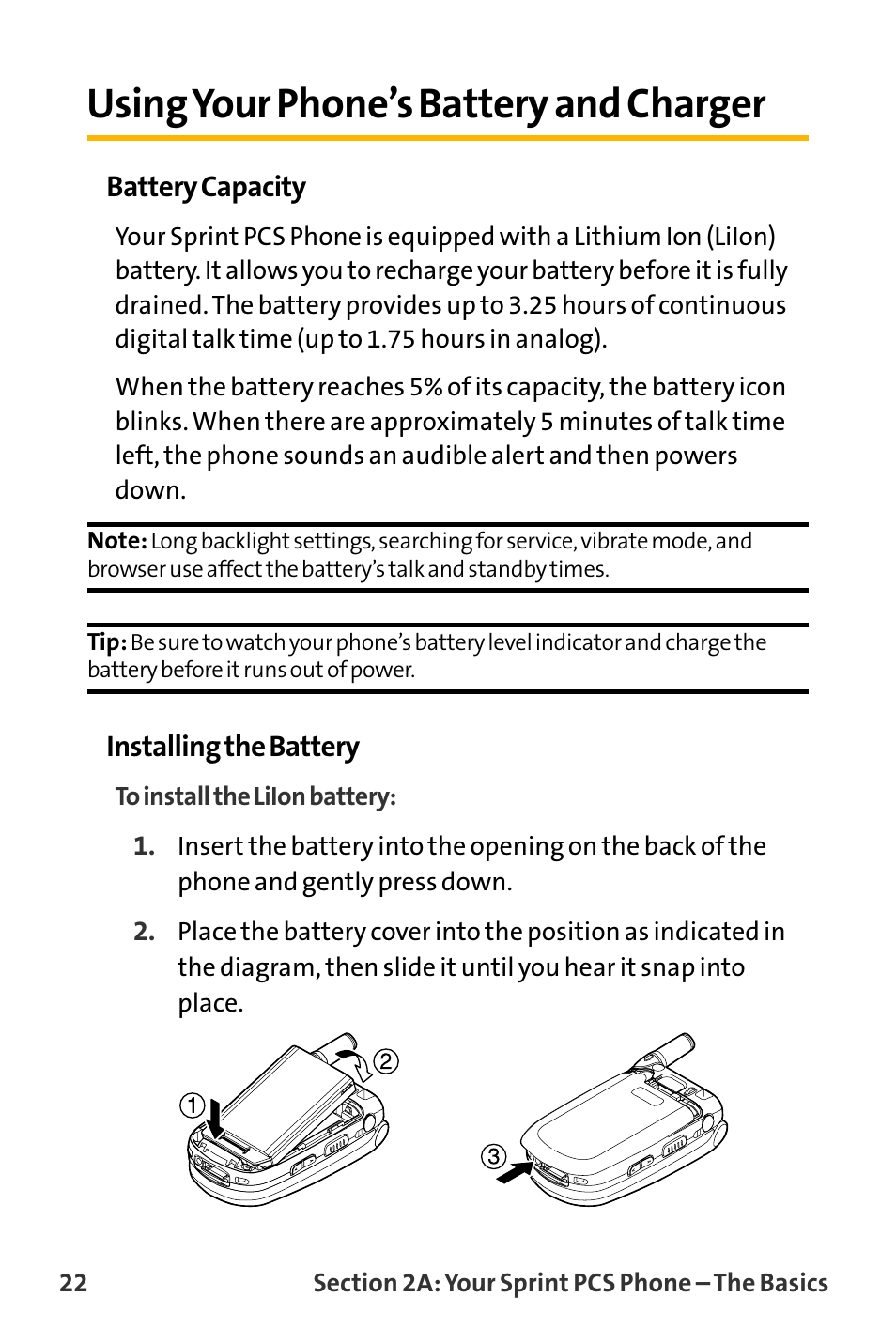 Using your phone’s battery a, Using your phone’s battery and charger | Sanyo VL-2300 User Manual | Page 34 / 286