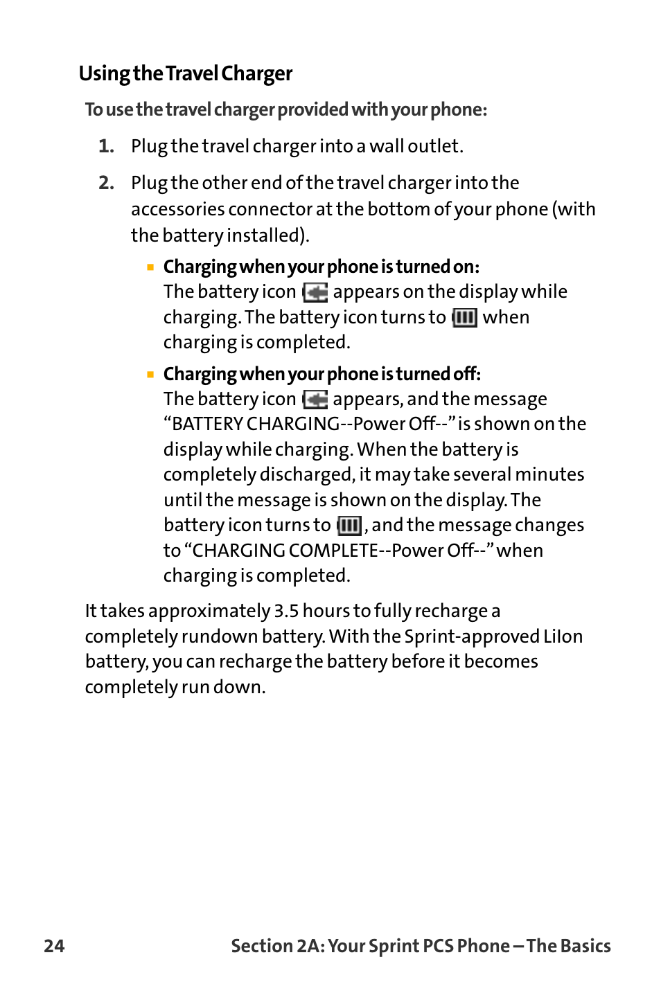Using the travel charger | Sanyo VL-2300 User Manual | Page 36 / 286