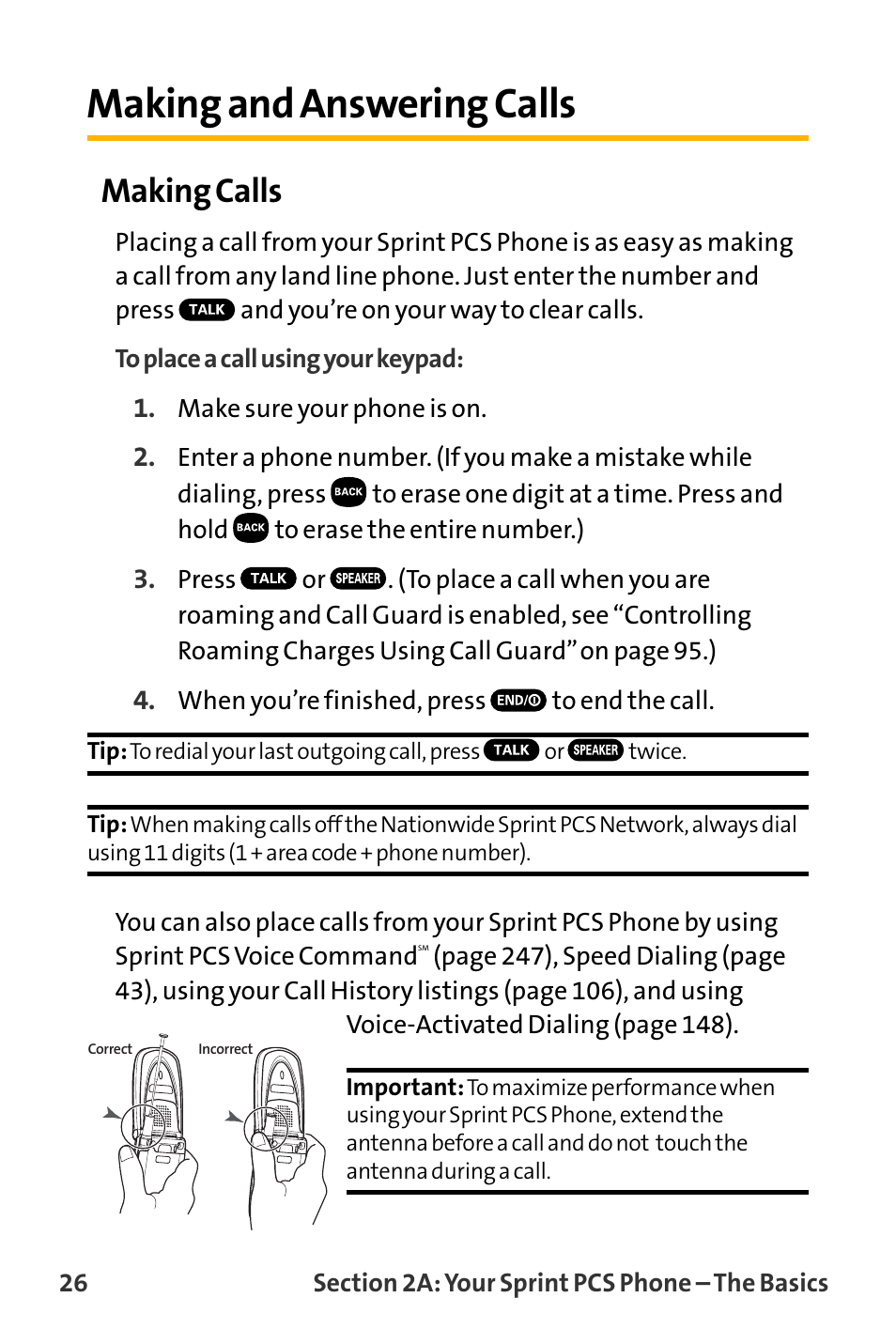 Making and answering calls, Making calls | Sanyo VL-2300 User Manual | Page 38 / 286