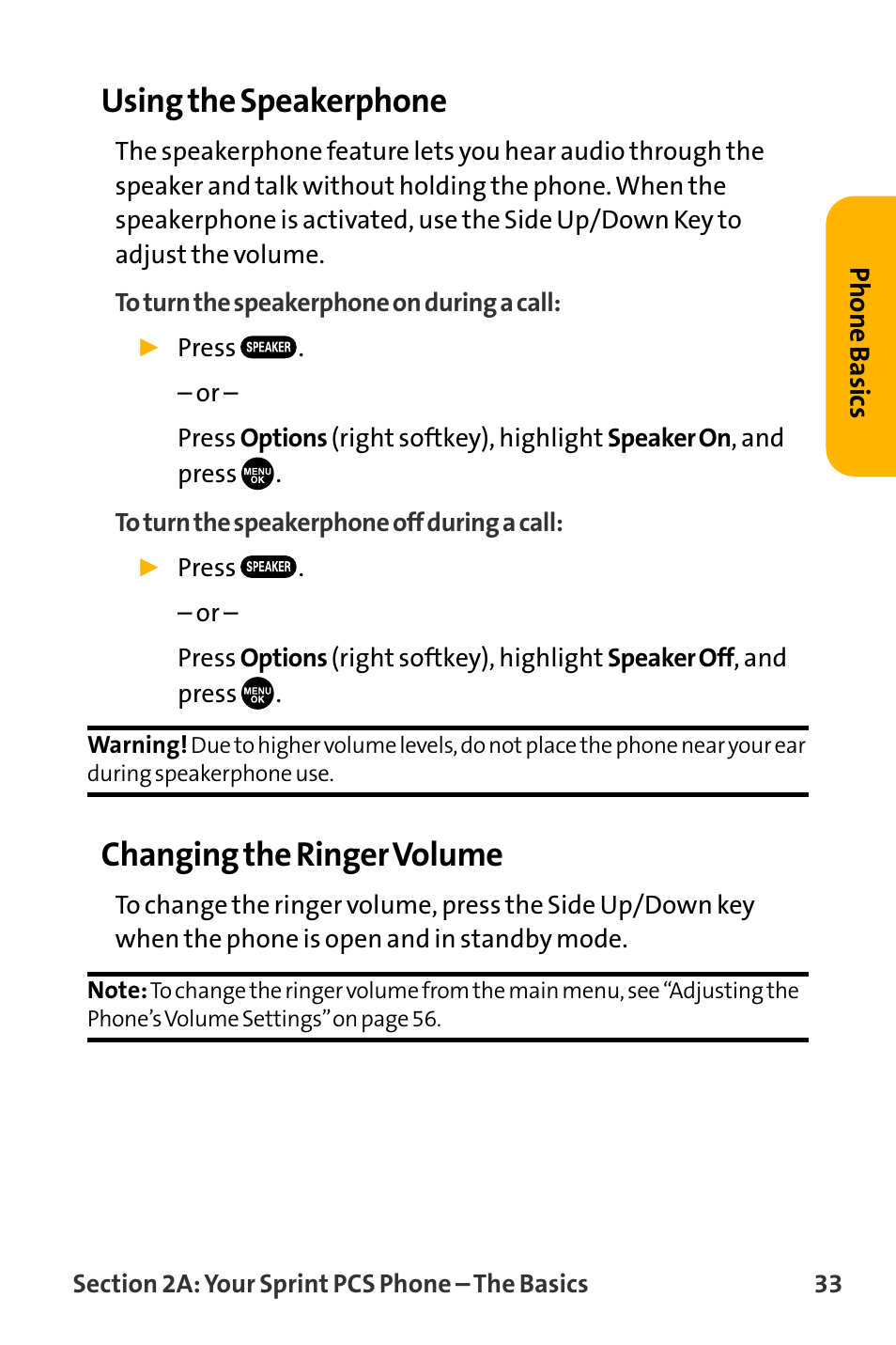 Using the speakerphone, Changing the ringer volume | Sanyo VL-2300 User Manual | Page 45 / 286