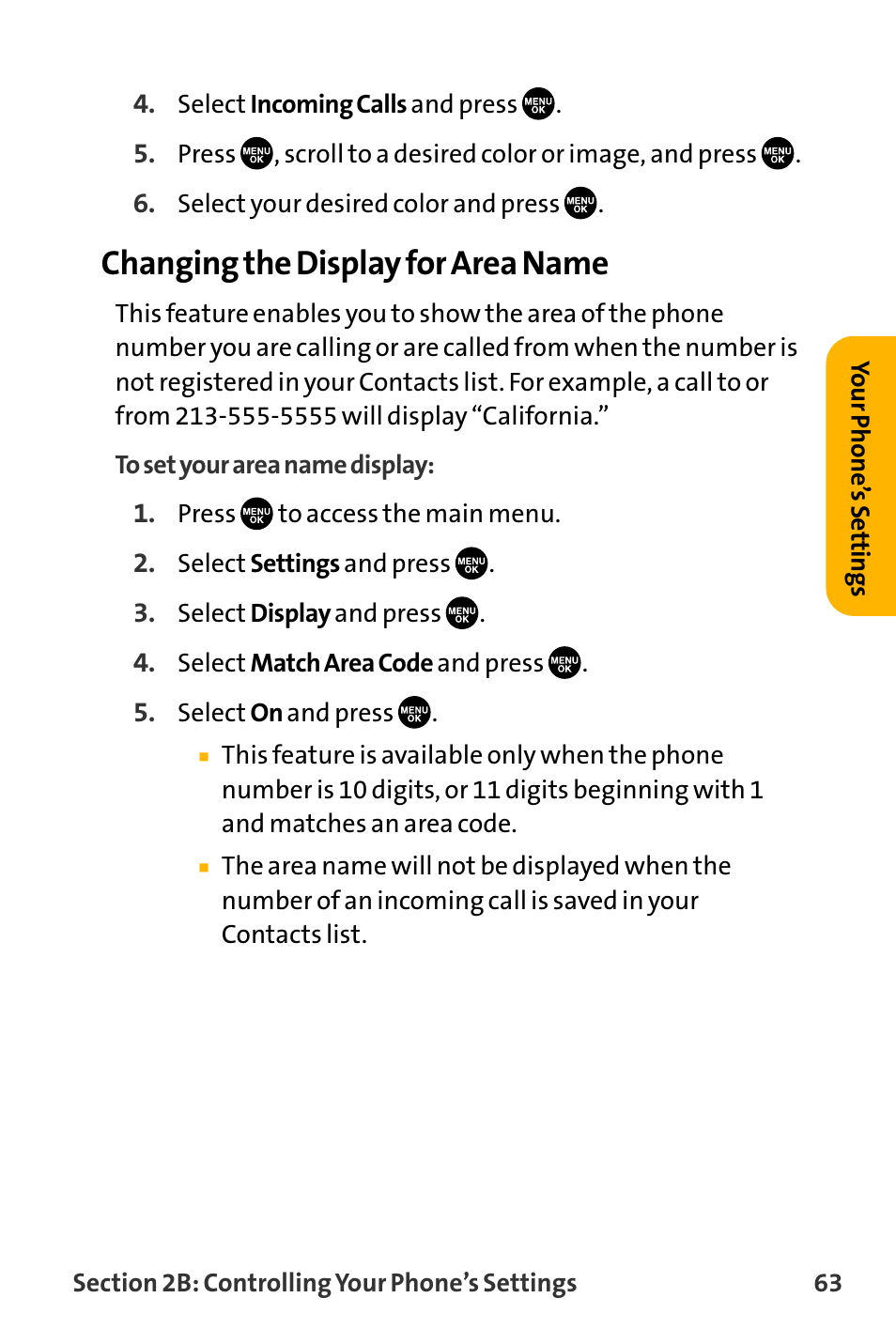 Changing the display for area name | Sanyo VL-2300 User Manual | Page 75 / 286