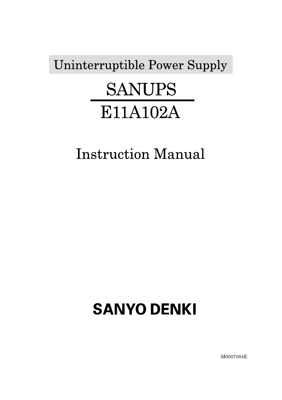 Sanyo SANUPS E11A102A User Manual | 46 pages