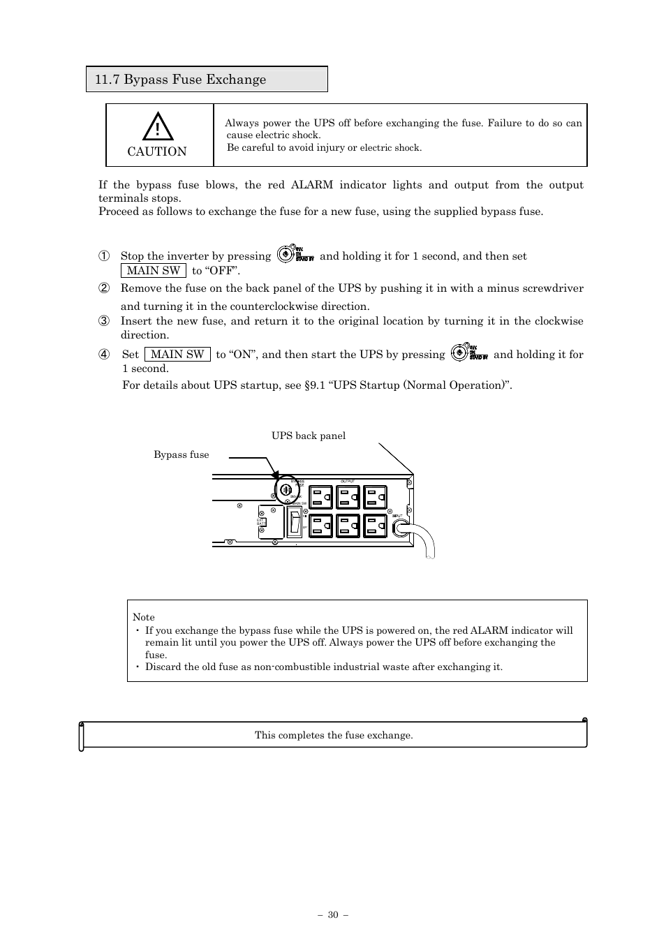 7 bypass fuse exchange | Sanyo SANUPS E11A102A User Manual | Page 33 / 46