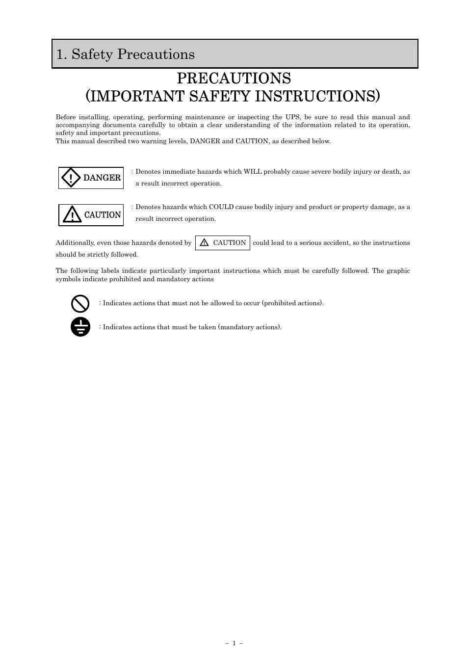 Precautions (important safety instructions), Safety precautions | Sanyo SANUPS E11A102A User Manual | Page 4 / 46