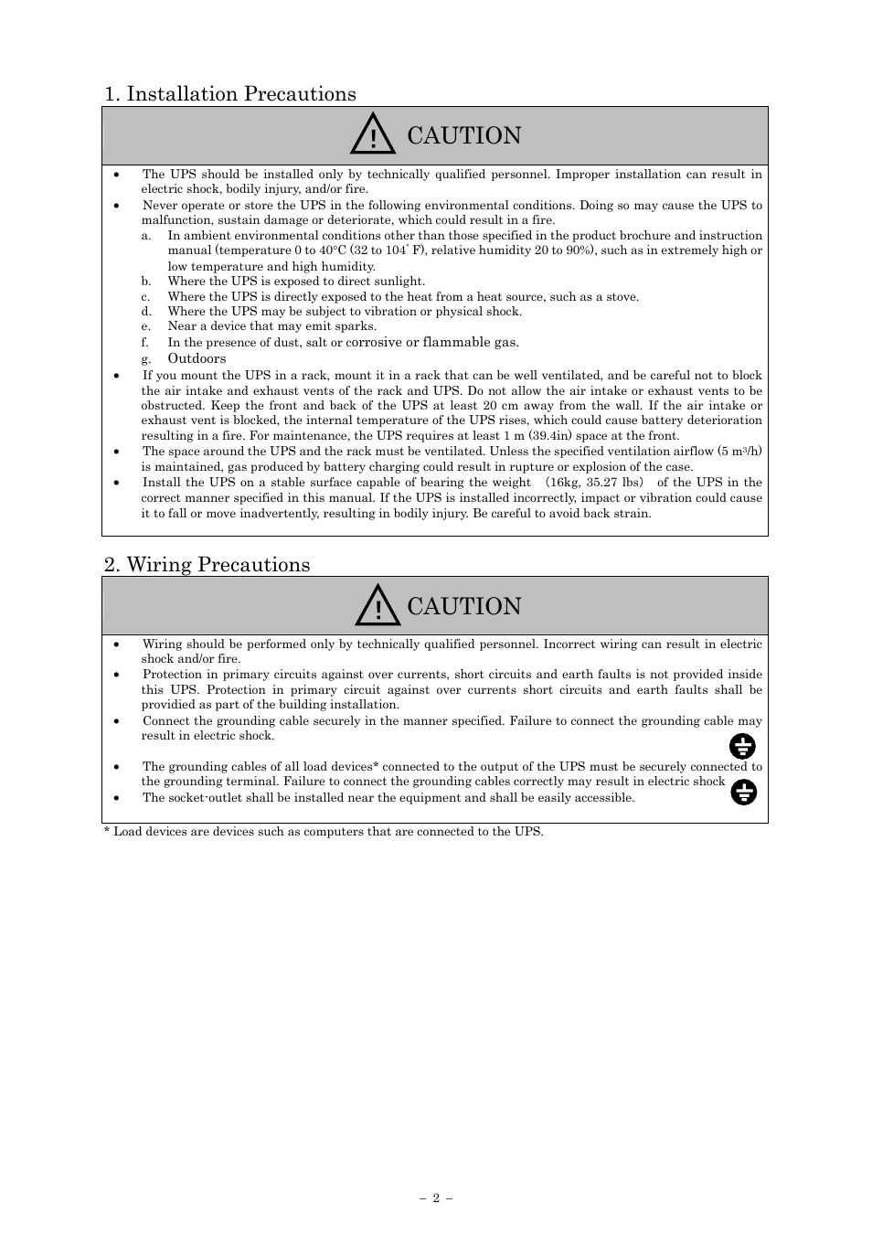 Caution, Installation precautions, Wiring precautions | Sanyo SANUPS E11A102A User Manual | Page 5 / 46