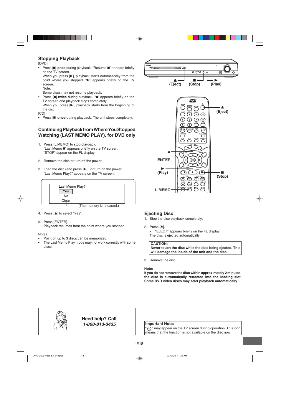 Sanyo DWM-2600 User Manual | Page 19 / 44