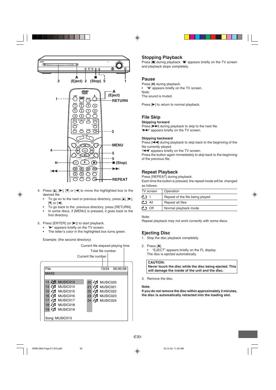 Sanyo DWM-2600 User Manual | Page 31 / 44