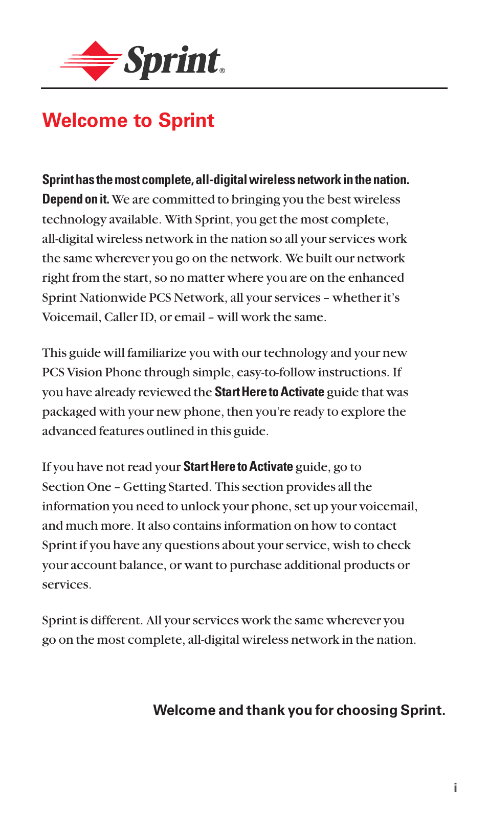 Welcome to sprint | Sanyo RL 4920 User Manual | Page 11 / 258