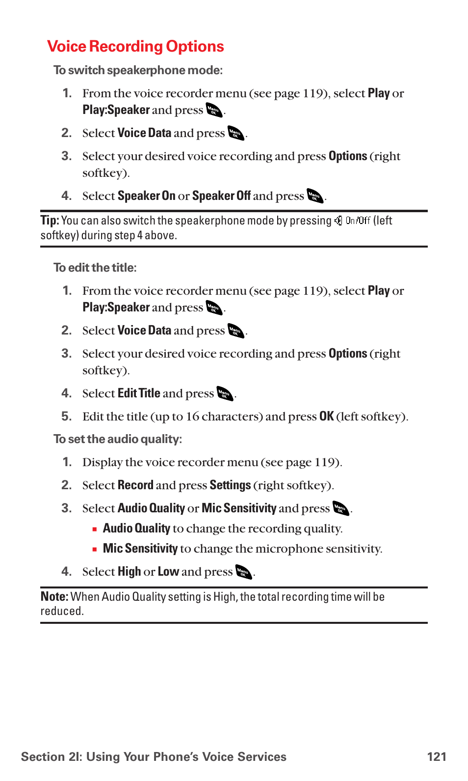 Voice recording options | Sanyo RL 4920 User Manual | Page 133 / 258