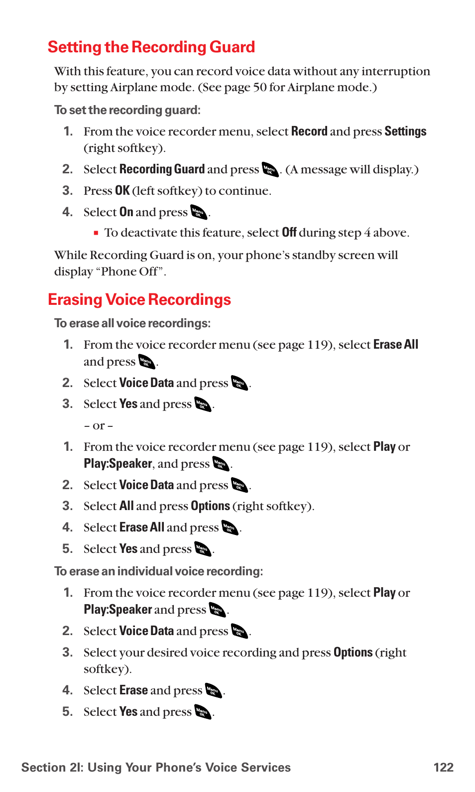 Setting the recording guard, Erasing voice recordings | Sanyo RL 4920 User Manual | Page 134 / 258