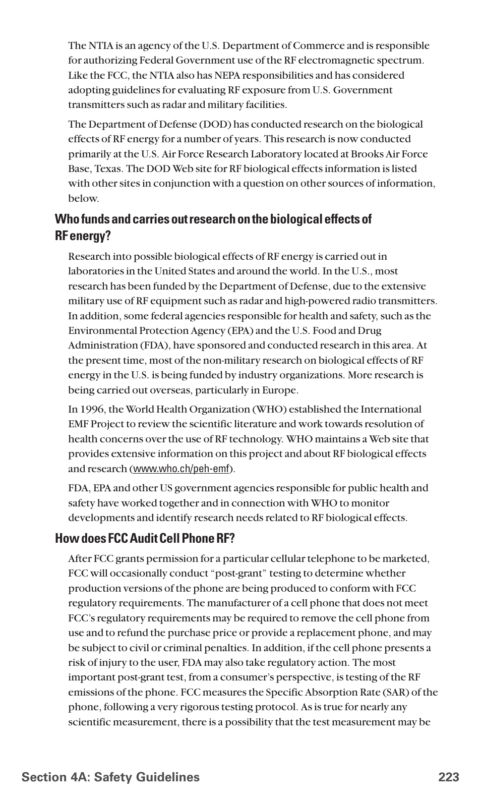 How does fcc audit cell phone rf | Sanyo RL 4920 User Manual | Page 235 / 258