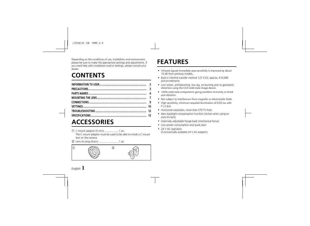 Sanyo VCB-3574IR User Manual | Page 2 / 16