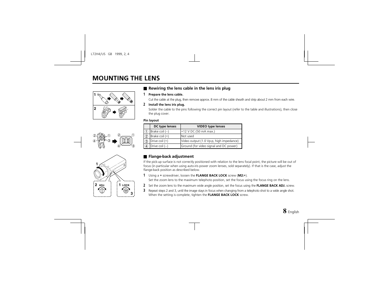 Mounting the lens | Sanyo VCB-3574IR User Manual | Page 9 / 16