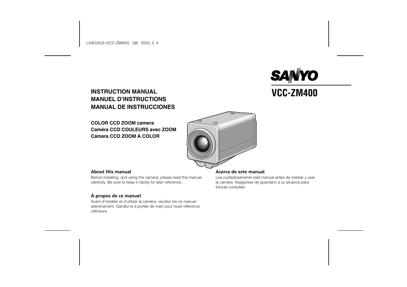 Sanyo VCC-ZM400 User Manual | 68 pages