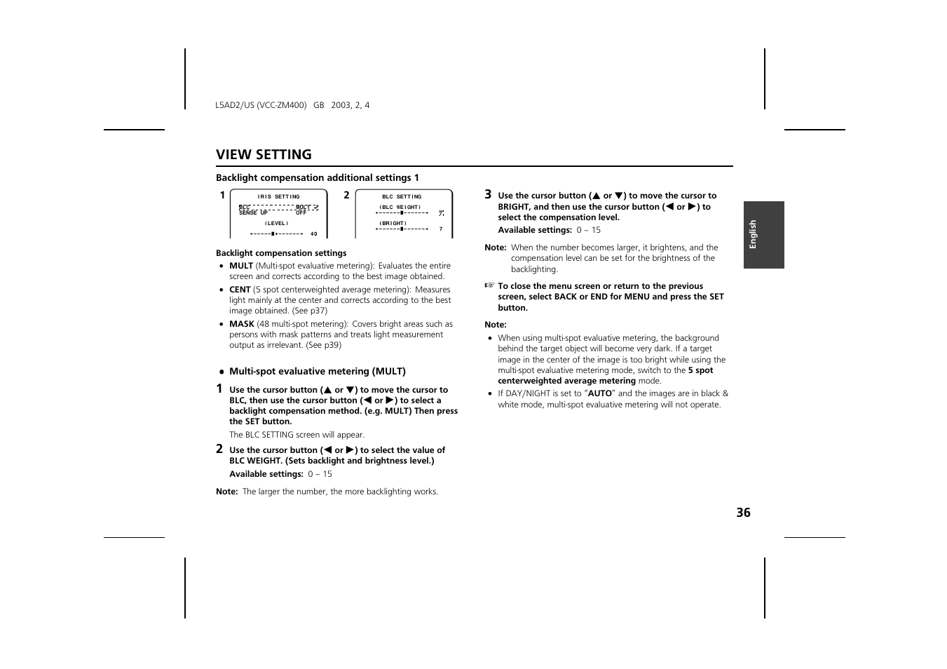 View setting | Sanyo VCC-ZM400 User Manual | Page 37 / 68