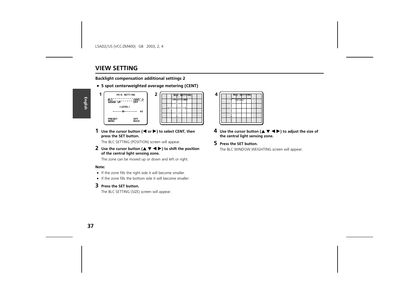 View setting | Sanyo VCC-ZM400 User Manual | Page 38 / 68