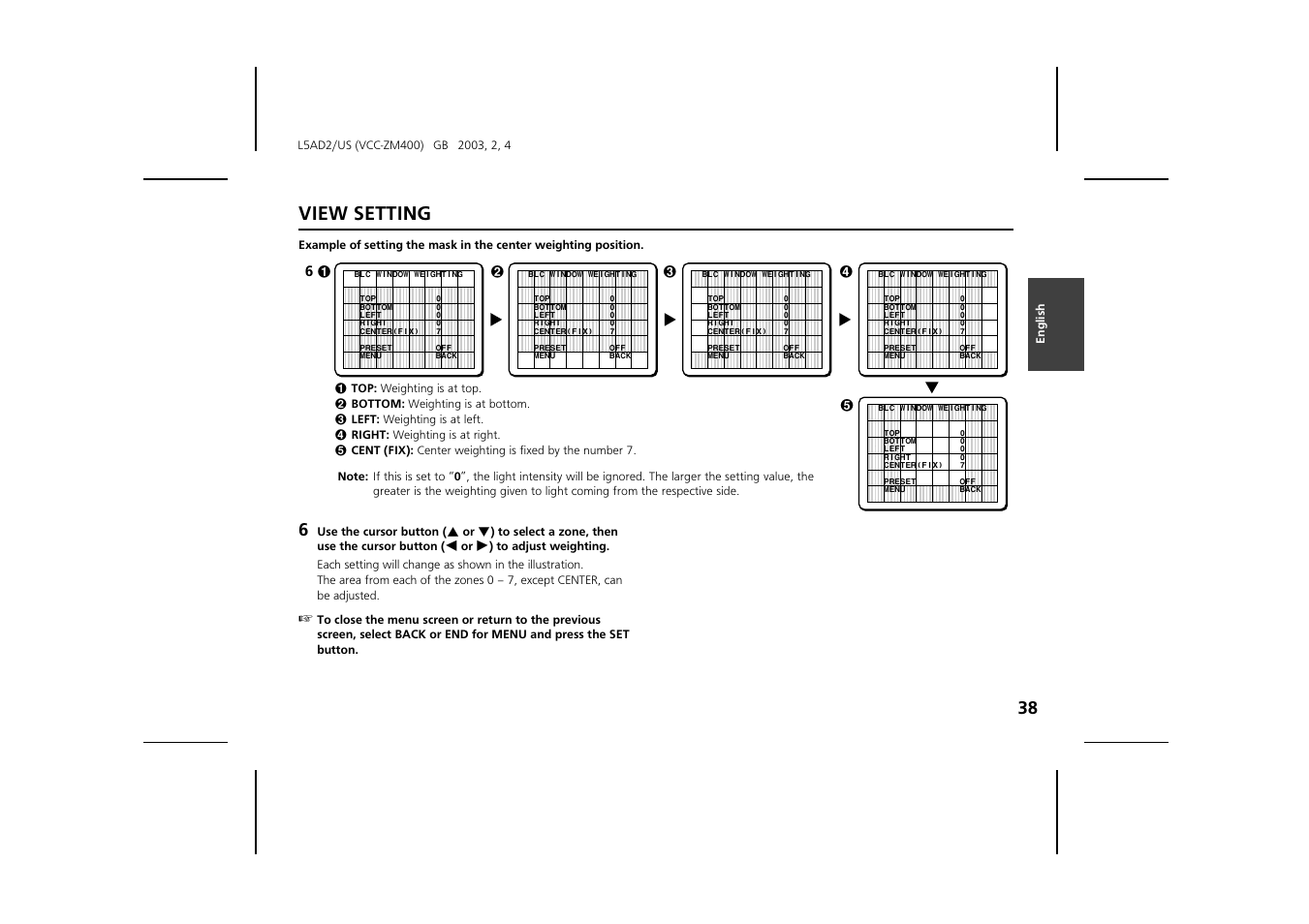 View setting | Sanyo VCC-ZM400 User Manual | Page 39 / 68